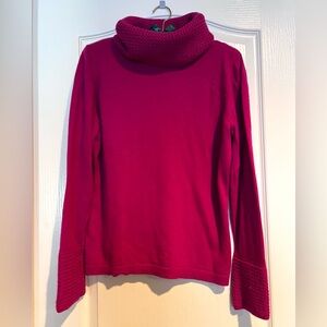 Johnstons of Elgin Silk/Cashmere Magenta Cowl Neck Sweater Made in Scotland L
